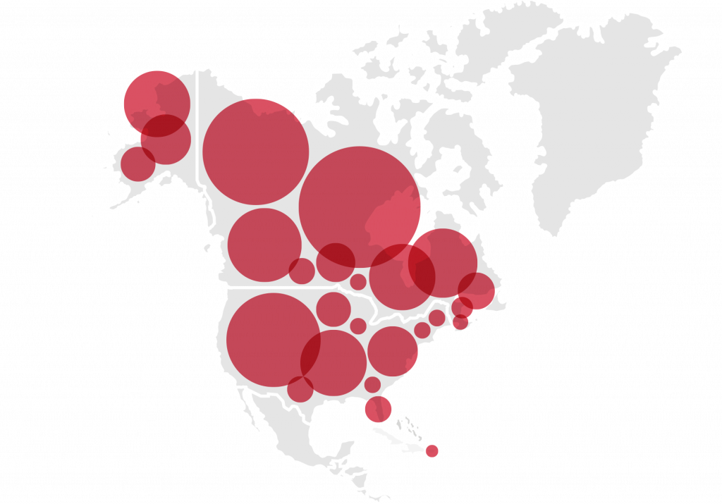 Couverture réseau sans fil en Amérique du Nord (Canada et États-Unis)*