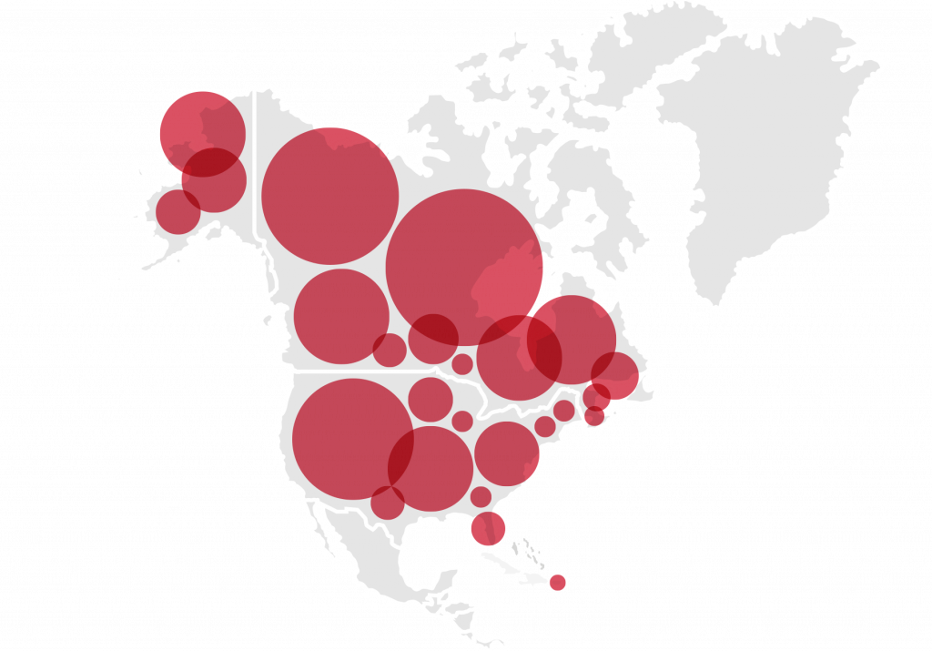 Mobile Network Coverage in North America (US or Canada)*